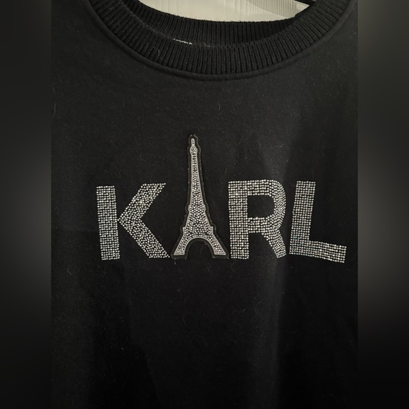 Karl Lagerfeld XL Black Cotton Crewneck Women's Sweater/Sweatshirt - Picture 2 of 7